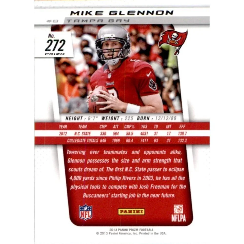 2013 Panini Prizm Prizms Blue Pulsar #272 Mike Glennon
